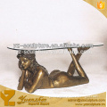 home decoration cast bronze table with beautiful nude girl